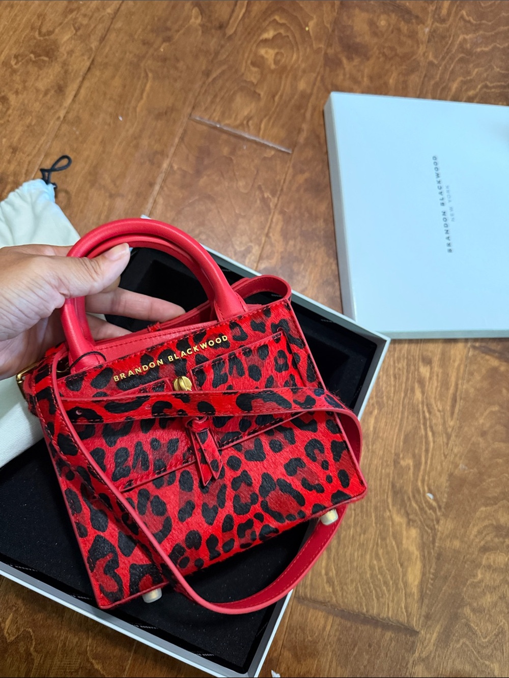 Brandon Blackwood Red and Black Leopard Mini Tote - Picture 4 of 4